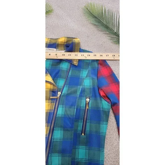 Carmin Women's Tartan Color Block Long Sleeve Patched Plaid Flannel Large - Picture 13 of 15